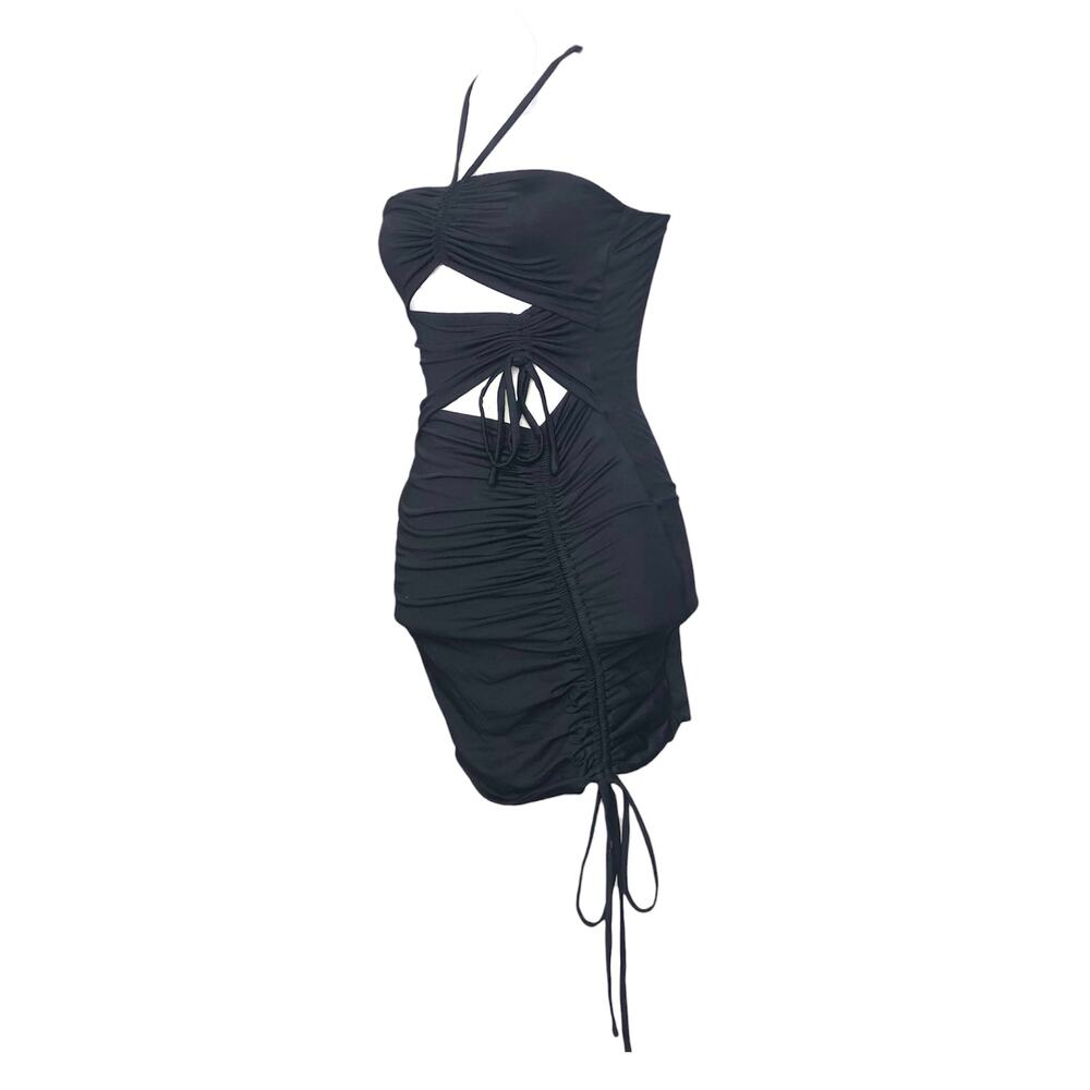 Princess Polly Dress Black Halter Cinch Cutout Bodycon Micro-Mini 4